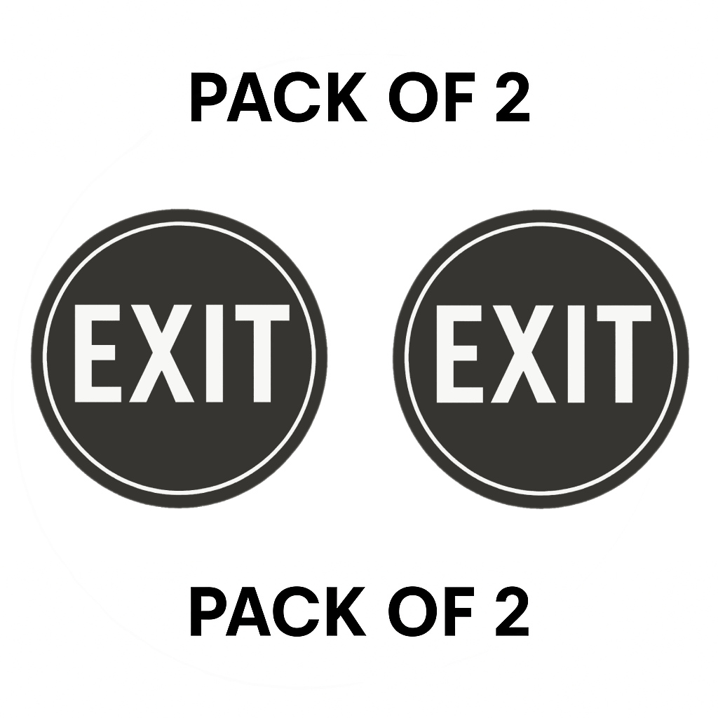 Pack of 2 | Smeeps “EXIT” Sign – 15.24 cm Round | Clear Door Sticker for Emergency & General Use | Bold & Visible | Indoor/Outdoor Use | Self-Adhesive, Waterproof