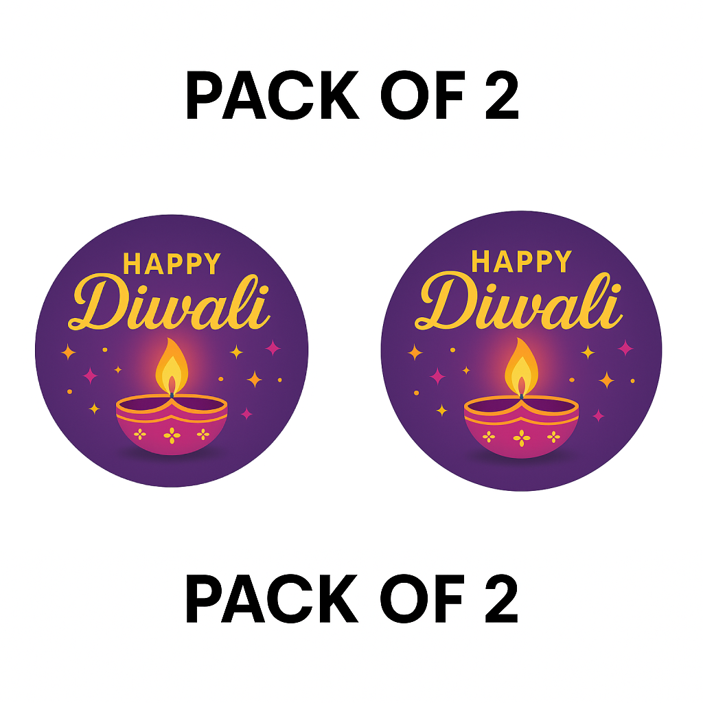 Smeeps Happy Diwali Sticker – 7.62 cm Round Festival Diya Design | Gift Packaging Label | Waterproof & Durable Vinyl