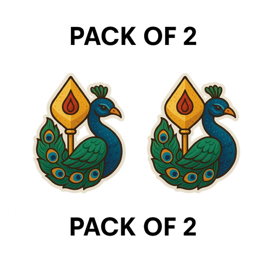 Smeeps Peacock with Vel – Lord Murugan Symbol Sticker | 15.24 x 11.43 cm | Divine Vinyl Decal for Car