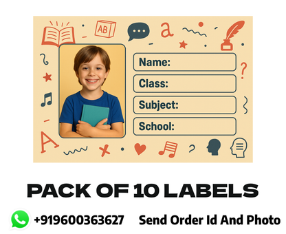 Smeeps Personalized School Book Label – Custom Photo Name Sticker for Kids | 3.5 x 2 Inch Notebook Labels | Pack of 10