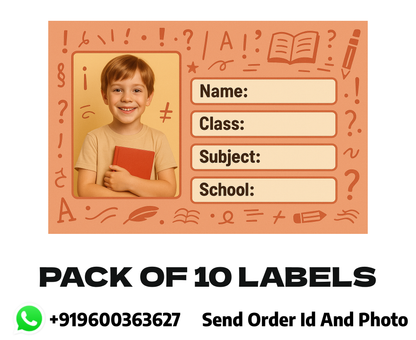 Smeeps Personalized School Book Label – Custom Photo Name Sticker for Kids | 3.5 x 2 Inch Notebook Labels | Pack of 10
