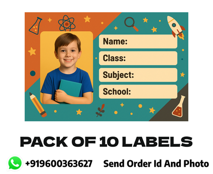 Smeeps Custom Photo School Labels – 3.5 x 2 Inch Personalized Name Stickers for Kids | Pack of 10 | Durable School Bag & Notebook Labels