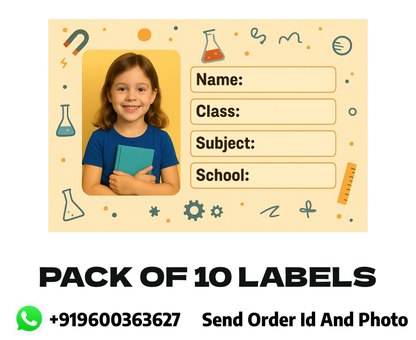 Smeeps Personalized School Book Label – Custom Photo Name Sticker for Kids | 3.5 x 2 Inch Notebook Labels | Pack of 10