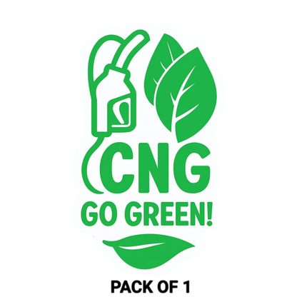 Smeeps CNG Go Green Sticker – 12.7 x 7.62 cm Eco Leaf & Nozzle Design Car & Bike Vinyl Decal | Waterproof | Clean Fuel Identification