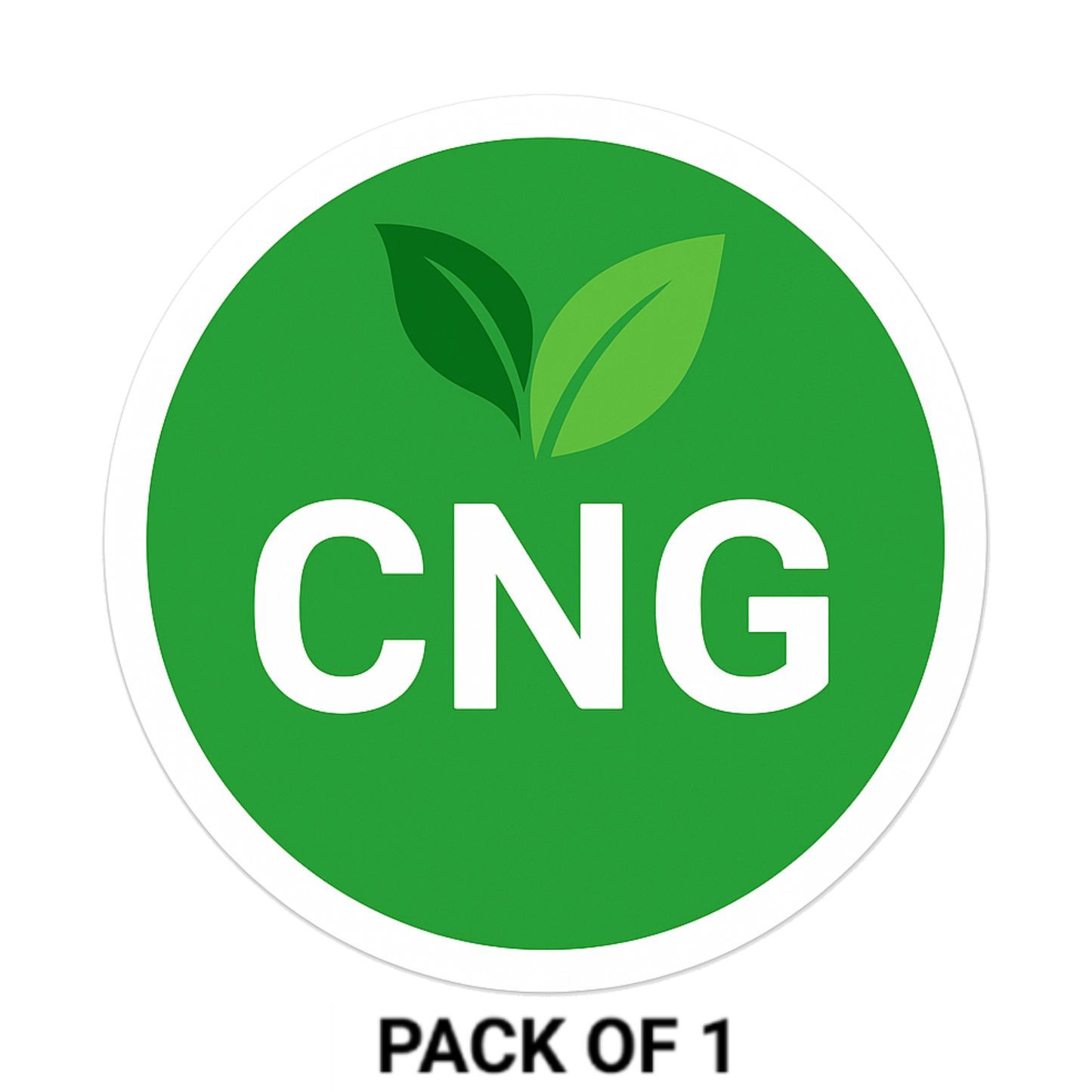 Smeeps CNG Leaf Round Sticker – 10.16 x 10.16 cm Eco Green Circle Car & Bike Vinyl Decal | Waterproof | Clear CNG Fuel Identification