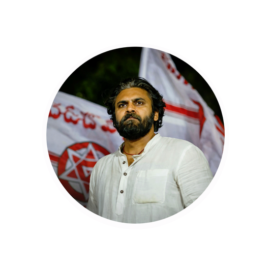 Smeeps Pawan Kalyan Sticker – 10.16 cm Round Car & Bike Vinyl Decal | Waterproof Political Leader Design