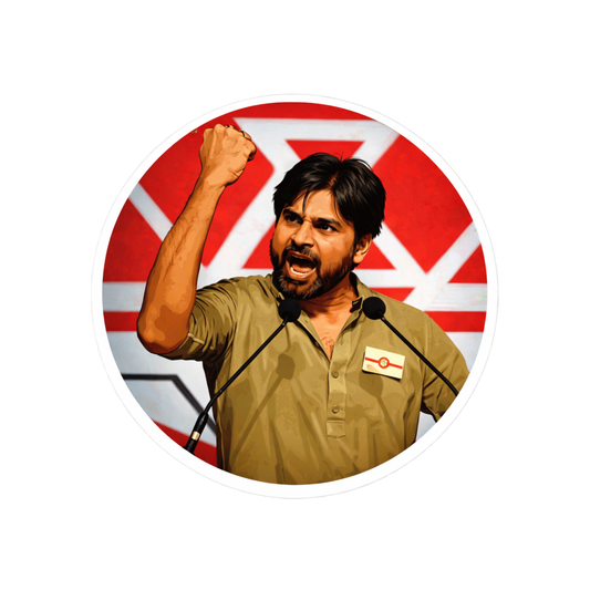 Smeeps Pawan Kalyan Sticker – 10.16 cm Round Car & Bike Vinyl Decal | Powerful Political Leader Design | Waterproof & UV Resistant