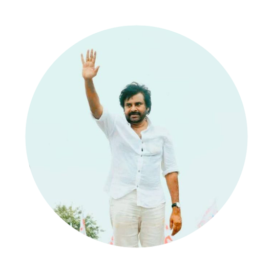 Smeeps Pawan Kalyan Waving Pose Sticker – 10.16 cm (4 Inch) Round Political Vinyl Decal | Waterproof UV Resistant Car & Bike Sticker