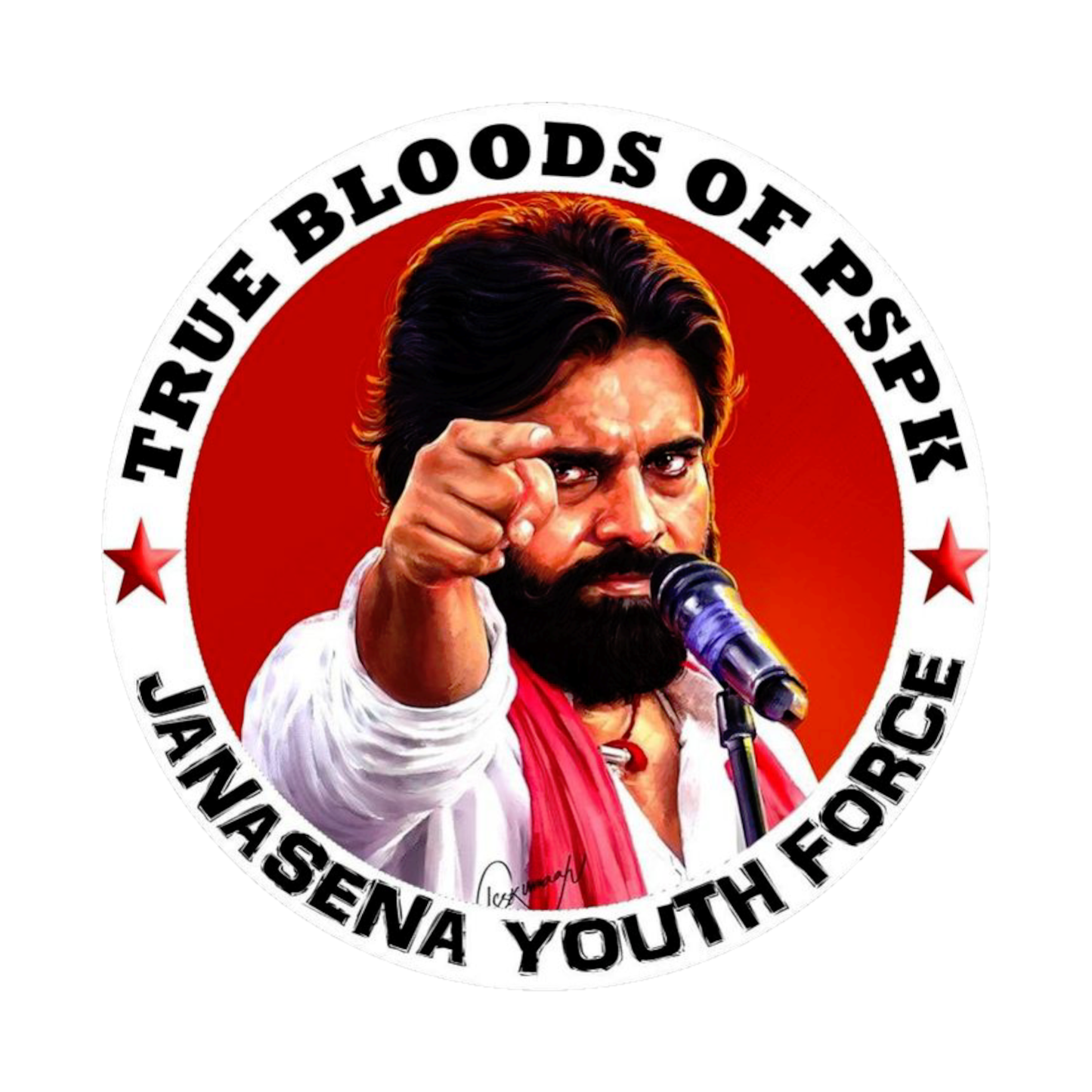Smeeps Pawan Kalyan Janasena Youth Force Sticker – 10.16 cm (4 Inch) Round Political Vinyl Decal | Waterproof UV Resistant Car & Bike Sticker
