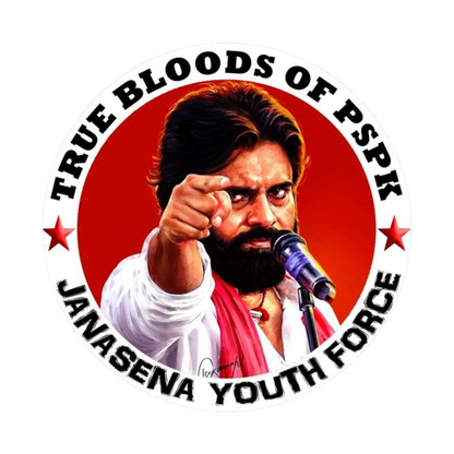Smeeps Pawan Kalyan Janasena Youth Force Sticker – 10.16 cm (4 Inch) Round Political Vinyl Decal | Waterproof UV Resistant Car & Bike Sticker
