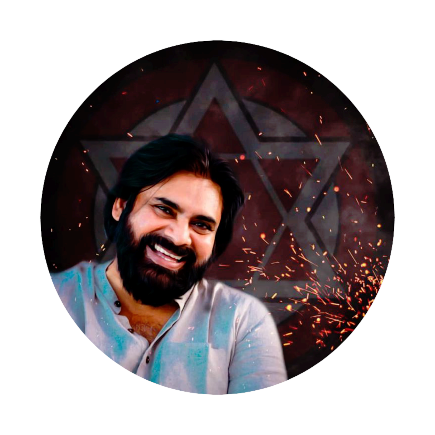 Smeeps Pawan Kalyan Smile Pose Janasena Sticker – 10.16 cm (4 Inch) Round Political Vinyl Decal | Waterproof UV Resistant Car & Bike Sticker