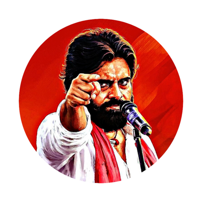 Smeeps Pawan Kalyan Powerful Pointing Pose Sticker – 10.16 cm (4 Inch) Round Political Vinyl Decal | Waterproof UV Resistant Car & Bike Sticker