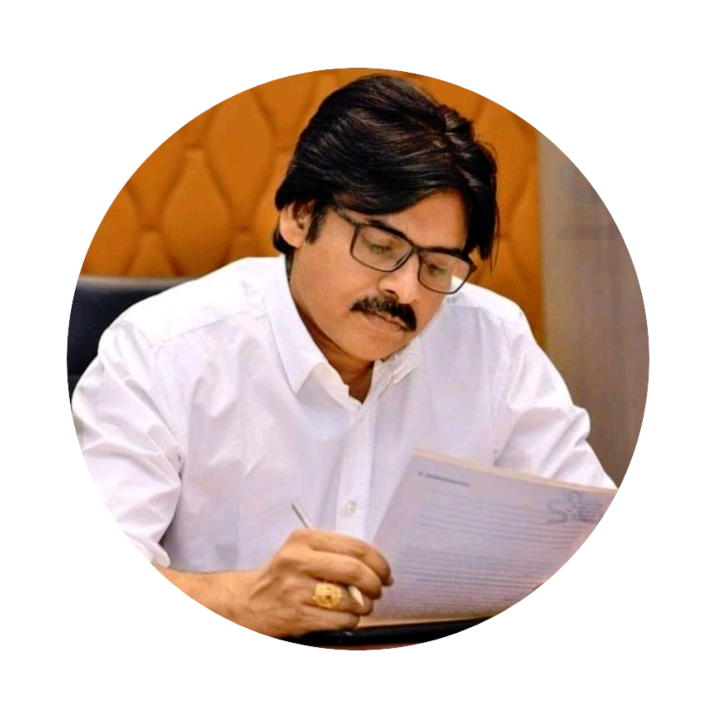 Smeeps Pawan Kalyan Reading Document Pose Sticker – 10.16 cm (4 Inch) Round Political Vinyl Decal | Waterproof UV Resistant Car & Bike Sticker