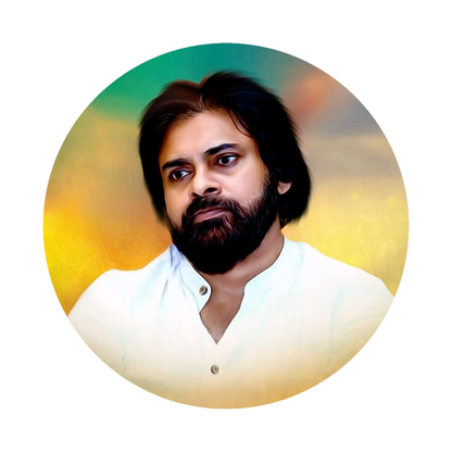 Smeeps Pawan Kalyan Calm Portrait Sticker – 10.16 cm (4 Inch) Round Political Vinyl Decal | Waterproof UV Resistant Car & Bike Sticker