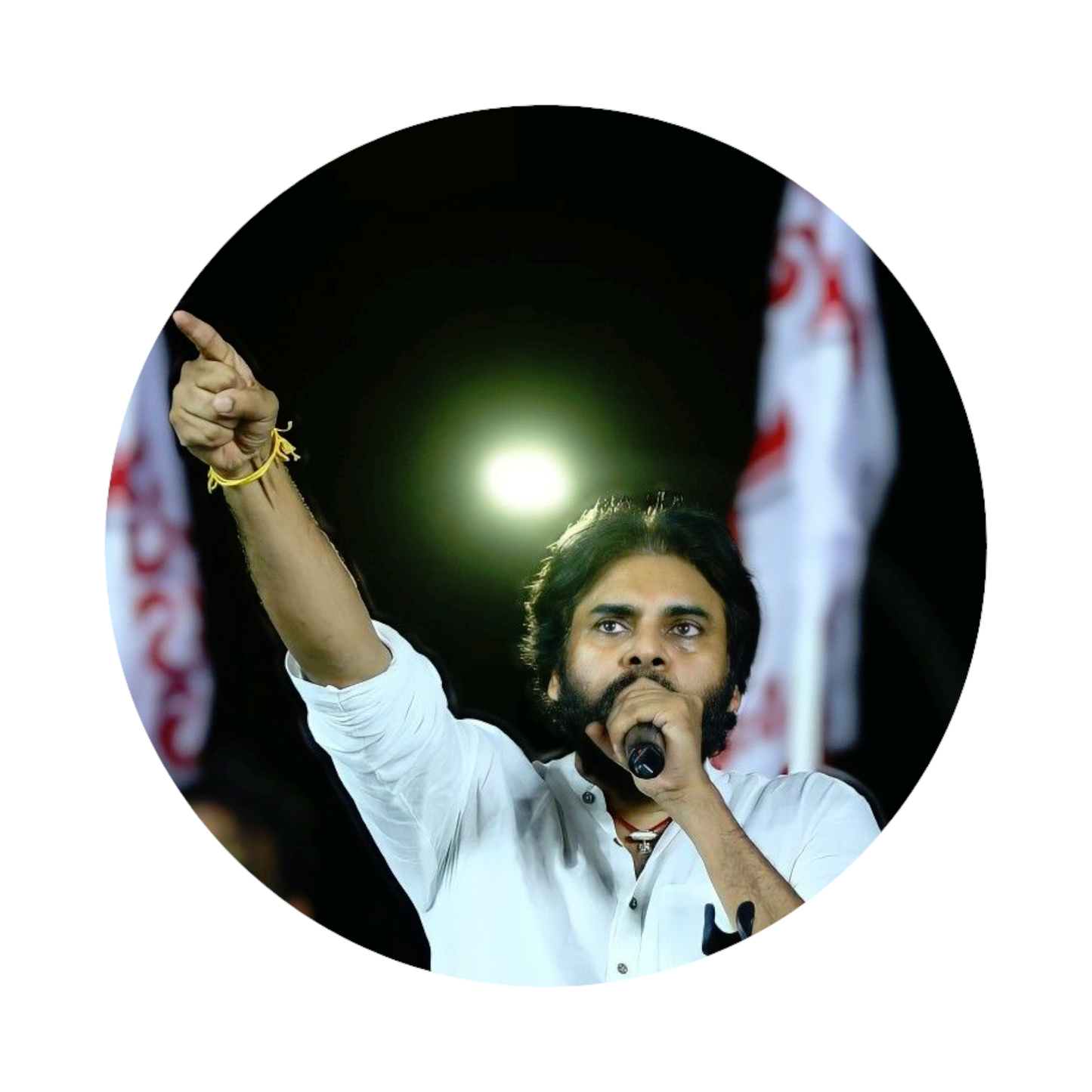Smeeps Pawan Kalyan Rally Pointing Pose Sticker – 10.16 cm (4 Inch) Round Political Vinyl Decal | Waterproof UV Resistant Car & Bike Sticker