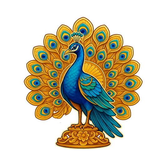 Smeeps Royal Peacock Sticker – 10.16 x 9.15 cm Elegant Decorative Vinyl Decal | Traditional Indian Peacock Design | Waterproof, Glossy & Durable