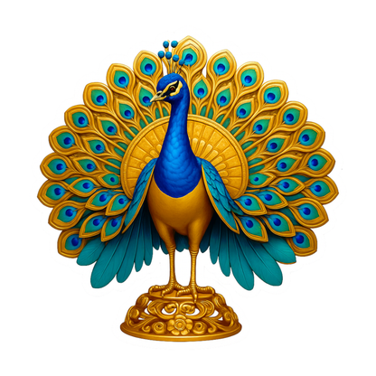 Smeeps Majestic Peacock Sticker – 10.16 x 10.16 cm Premium Vinyl Decal | Royal Blue & Gold Feather Design | Waterproof & UV-Resistant