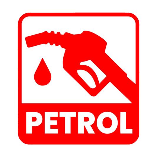 Petrol Type Indicator Sticker – 10.5 x 10.5 cm Red Fuel Icon Design | Petrol Only Label for Vehicles | Waterproof, Bold & Easy to Read