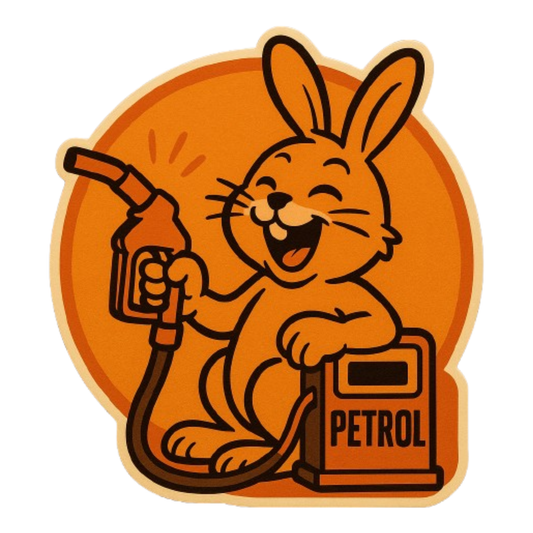 Smeeps Laughing Petrol Bunny Sticker – 8.2 x 7.8 cm Fun Cartoon Fuel Pump Design for Cars | Waterproof Vinyl Sticker for Petrol Vehicles Only