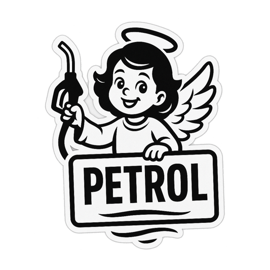 Smeeps Petrol Angel Sticker – 10.16 x 9.2 cm Car & Bike Vinyl Decal | Cute Winged Angel Fuel Indicator | Waterproof & Durable