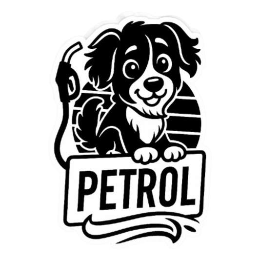 Smeeps Petrol Sticker – 9 x 7.7 cm Cute Dog Fuel Pump Theme Car & Bike Decal | Waterproof & Durable Vinyl Label