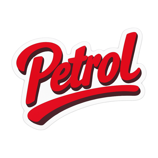 Smeeps Petrol Sticker – 7.7 x 7.7 cm Car & Bike Fuel Type Vinyl Decal | Bold Red Script Design | Waterproof & Durable