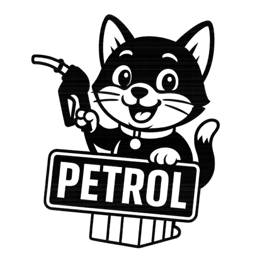 Smeeps Petrol Sticker – 10.16 x 8.13 cm Cute Cat Fuel Indicator Vinyl Decal for Car & Bike | Waterproof & UV-Resistant Petrol Label Sticker