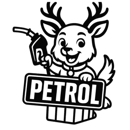 Smeeps Petrol Sticker – 10.16 x 8.39 cm Cute Deer Fuel Indicator Vinyl Decal for Car & Bike | Waterproof & UV-Resistant Petrol Label Sticker