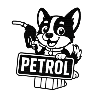 Smeeps Cute Dog Petrol Sticker – 10.16 x 8.64 cm Fuel Cap Vinyl Decal | Car & Bike Petrol Only Indicator | Waterproof & Durable