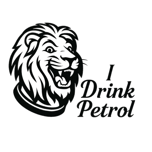 Smeeps I Drink Petrol Lion Sticker – 10.16 x 7.62 cm Car & Bike Fuel Type Decal | Roaring Lion Design | Waterproof & UV-Resistant Vinyl