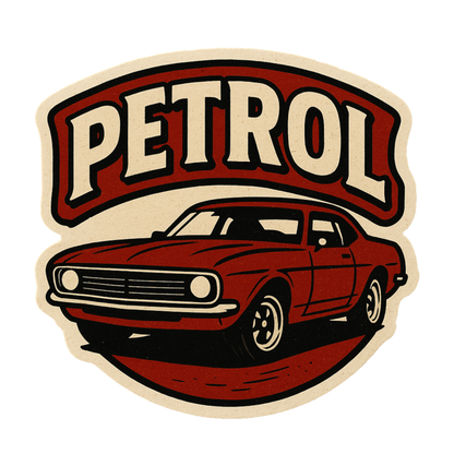 Smeeps Petrol Sticker – 10.16 x 10.42 cm Muscle Car Decal | Retro Vintage Car Design | Waterproof & UV-Resistant Vinyl for Bikes, Cars & Helmets