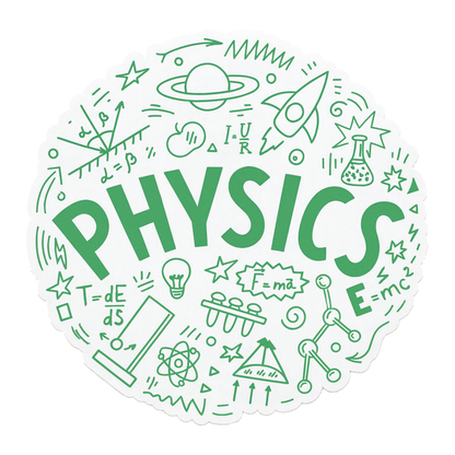 Smeeps Physics Lab Sticker – 11.43 x 11.43 cm Round Science Doodle Design | Classroom & Notebook Vinyl Decal | Waterproof & UV Resistant