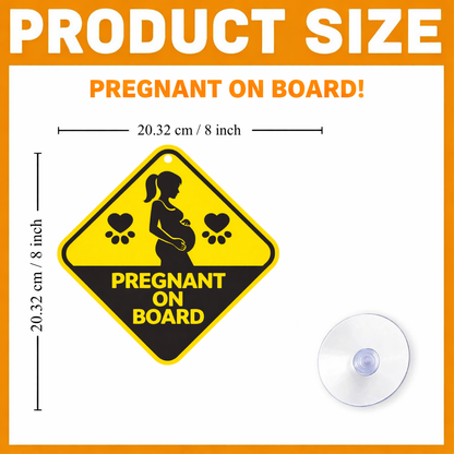 Smeeps Pregnant On Board Hanging Sign – 20.32 × 20.32 cm (8 × 8 Inch) Waterproof Pregnancy Safety Car Hanging Board with Suction Cup | Maternity Warning Vehicle Sign