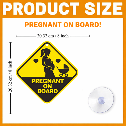 Smeeps Pregnant On Board Hanging Sign – 20.32 × 20.32 cm (8 × 8 Inch) Waterproof Baby Safety Car Hanging Board with Suction Cup | Pregnancy Awareness Vehicle Warning Sign