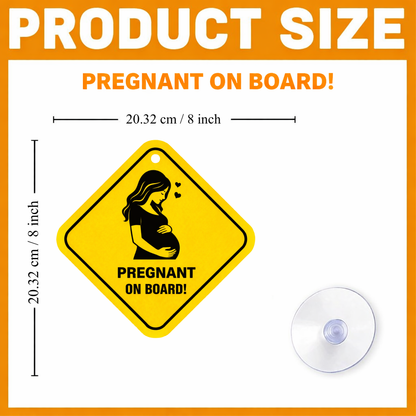 Smeeps Pregnant On Board Hanging Sign – 20.32 × 20.32 cm (8 × 8 Inch) Waterproof Maternity Safety Car Hanging Board with Suction Cup | Baby Safety Vehicle Warning Sign
