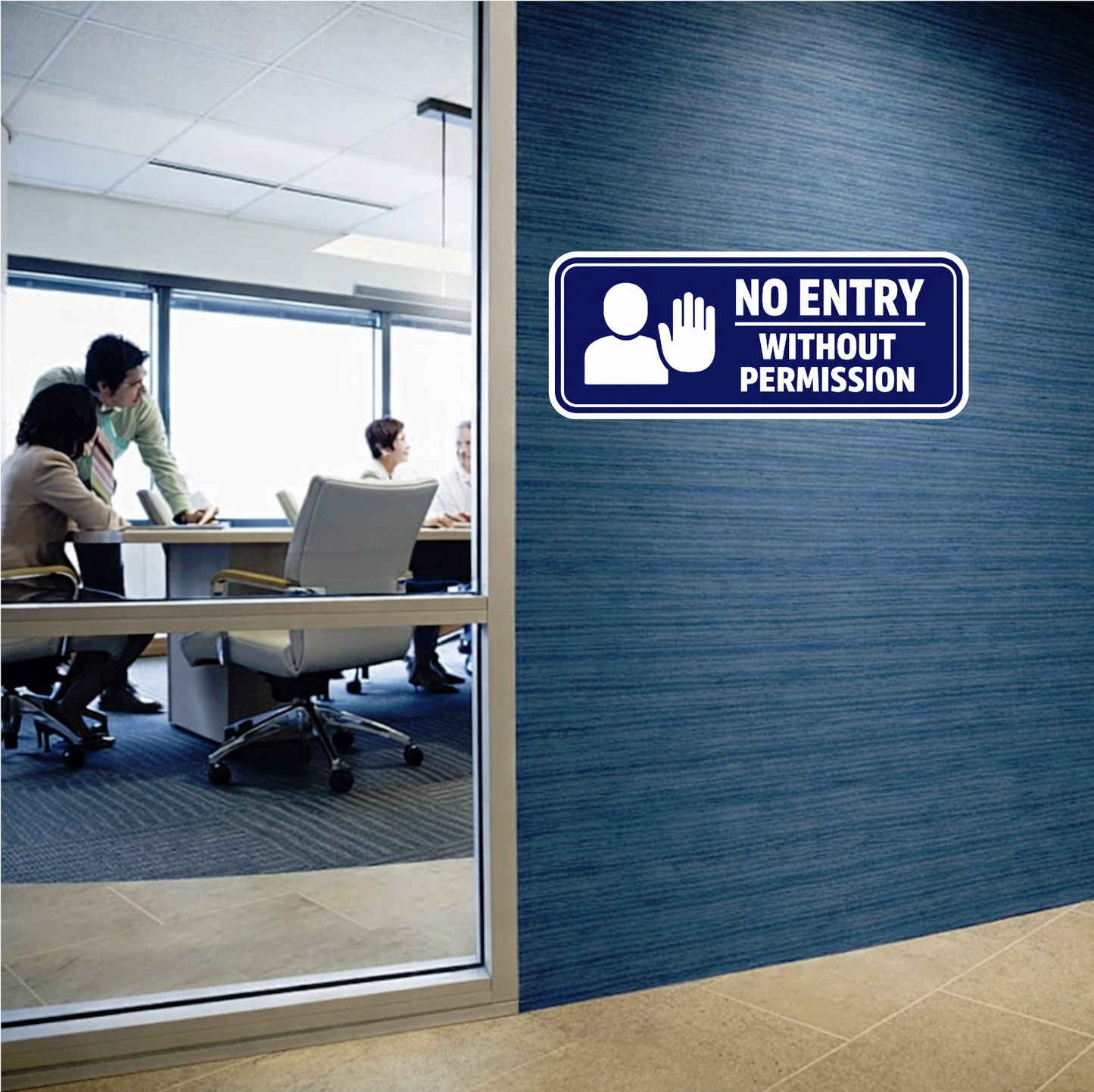 Smeeps No Entry Without Permission Sticker – 20.32 × 8.13 cm (8 × 3.2 Inch) Waterproof Vinyl Door Sign | Office Security Warning Sticker | UV Resistant Washproof Signage Decal | Pack of 1