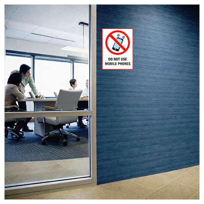 Smeeps Do Not Use Mobile Phones Sticker – 13.97 × 10.93 cm (5.5 × 4.3 Inch) No Mobile Phone Usage Warning Vinyl Sign | Waterproof UV Resistant Wash Proof Durable