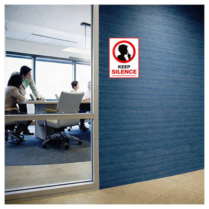 Smeeps Keep Silence Instruction Sticker – 15.24 × 11.18 cm (6 × 4.4 Inch) Quiet Zone Warning Vinyl Sign | Waterproof UV Resistant Wash Proof Durable