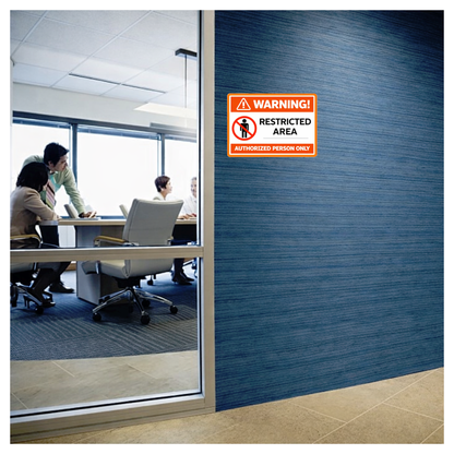 Smeeps Warning Restricted Area Sticker – 17.78 × 12.7 cm (7 × 5 Inch) Authorized Person Only Safety Sign | Waterproof UV Resistant Wash Proof Durable Vinyl