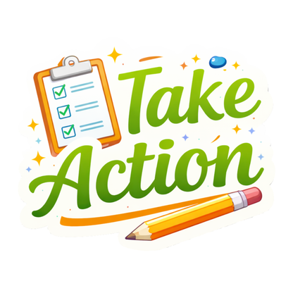 Smeeps Take Action Sticker – 10.16 × 8.39 cm (4 × 3.3 Inch) Motivational Quote Vinyl Sticker | Waterproof UV Resistant Wash Proof Durable