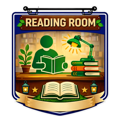 Smeeps Reading Room Sticker – 12.7 × 12.7 cm (5 × 5 Inch) Premium Vinyl Decal | Creative Reading Room Illustration Design | Waterproof UV Resistant Wash Proof | Pack of 1