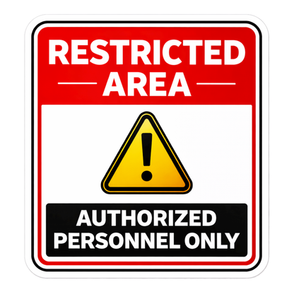 Smeeps Restricted Area Warning Sticker – 15.24 × 13.97 cm (6 × 5.5 Inch) Safety Sign Vinyl Decal for Door, Wall & Gate | Waterproof UV Resistant Industrial Sticker