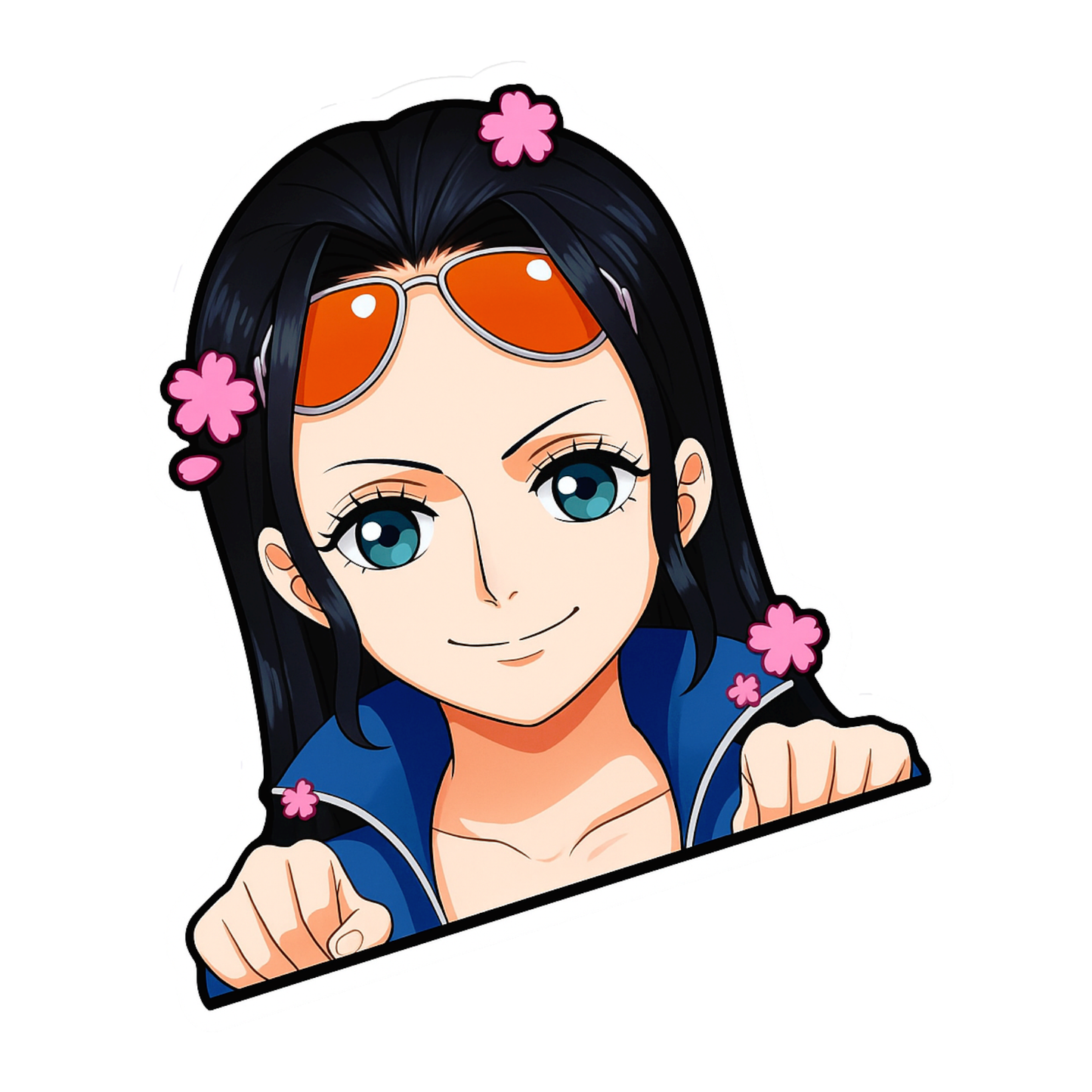 Smeeps Nico Robin Car Sticker – 10.16 x 8.64 cm Anime Peek Vinyl Decal | Cute One Piece Character | Waterproof & UV-Resistant