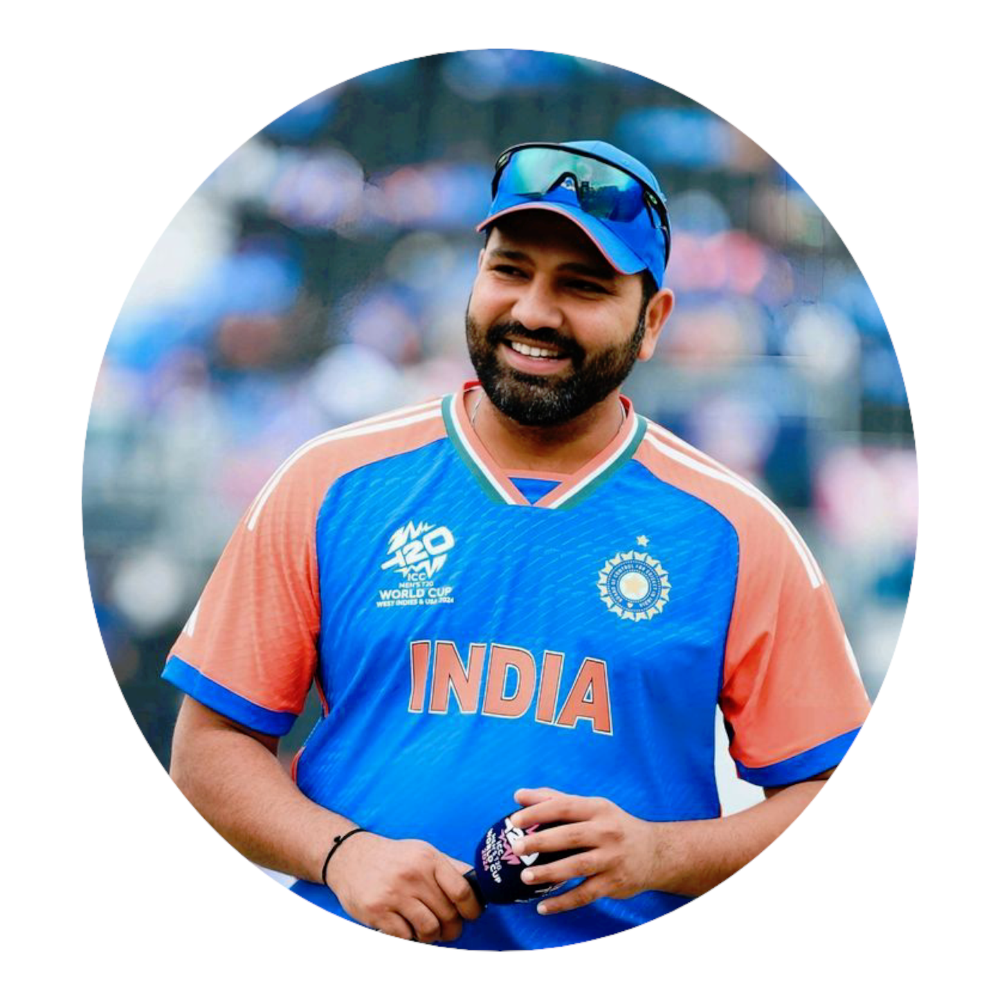 Smeeps Rohit Sharma India Cricket Sticker – 10.16 × 10.16 cm (4 × 4 Inch) Round Car & Bike Vinyl Decal | Indian Team Captain Design | Waterproof UV Resistant