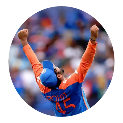 Smeeps Rohit Sharma Celebration Sticker – 10.16 × 10.16 cm (4 × 4 Inch) Round Car & Bike Vinyl Decal | Indian Cricket Team Hitman Design | Waterproof UV Resistant