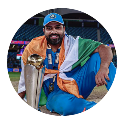 Smeeps Rohit Sharma World Cup Trophy Sticker – 10.16 × 10.16 cm (4 × 4 Inch) Round Car & Bike Vinyl Decal | Team India Captain Celebration Design | Waterproof UV Resistant