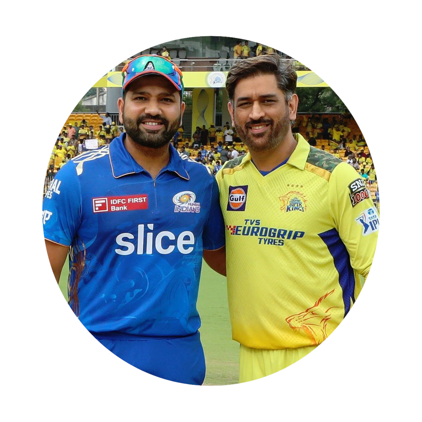 Smeeps Rohit Sharma & MS Dhoni Sticker – 10.16 cm (4 Inch) Round Cricket Legends Vinyl Decal | Waterproof UV Resistant Fan Collectible
