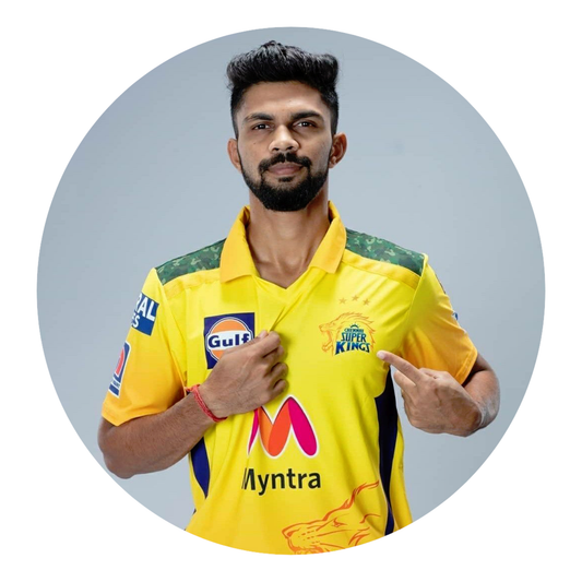 Smeeps Ruturaj Gaikwad CSK Sticker – 10.16 × 10.16 cm Round Car & Bike Vinyl Decal | Chennai Super Kings Jersey Pose Design | Waterproof UV Resistant