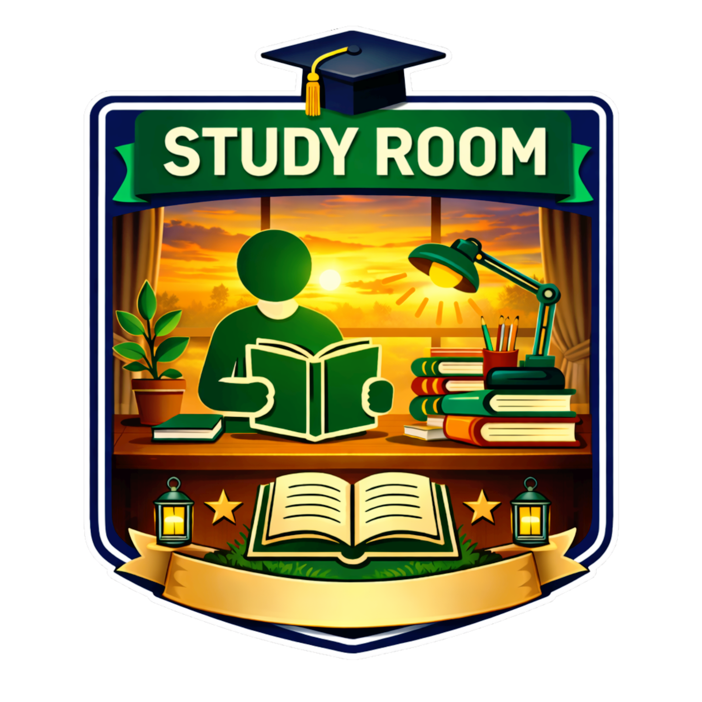 Smeeps Study Room Sticker – 12.7 × 12.7 cm (5 × 5 Inch) Premium Vinyl Decal | Creative Study Room Illustration Design | Waterproof UV Resistant Wash Proof | Pack of 1