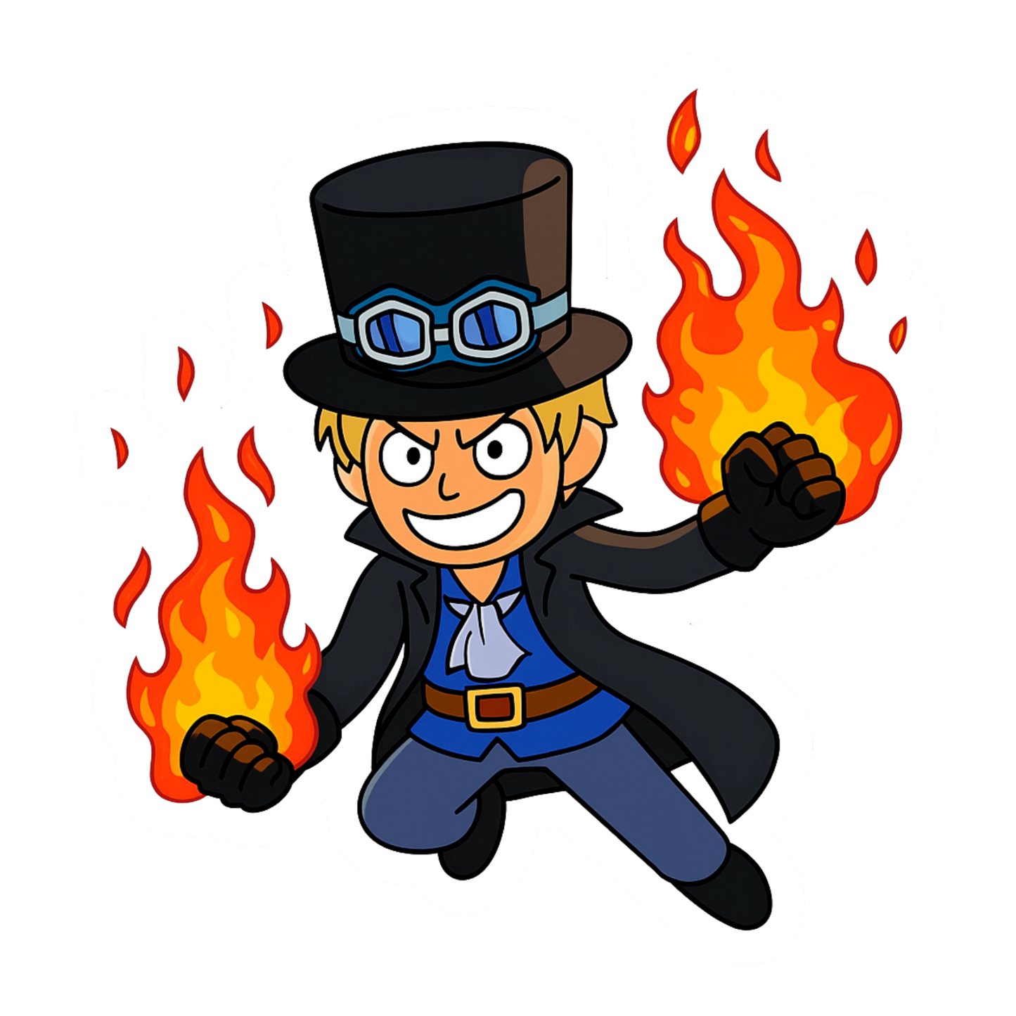 Smeeps Sabo Fire Punch Sticker – 10.16 x 9.66 cm Bike & Car Vinyl Decal | Anime Flame Attack Design | Waterproof & UV-Proof